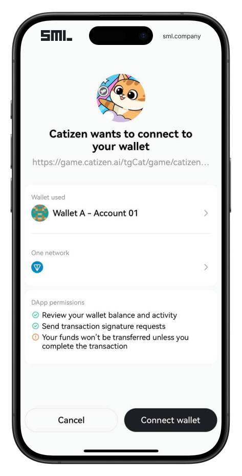 Инструкция по подключению OKX-wallet к Catizen 25 июля, пункт 2/6 • SML