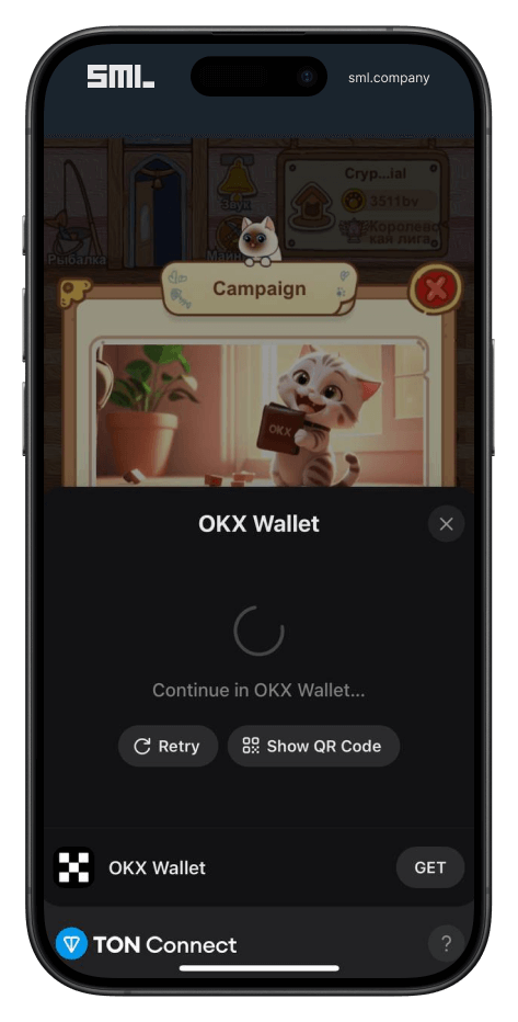 Инструкция по подключению OKX-wallet к Catizen 25 июля, пункт 1/6 • SML